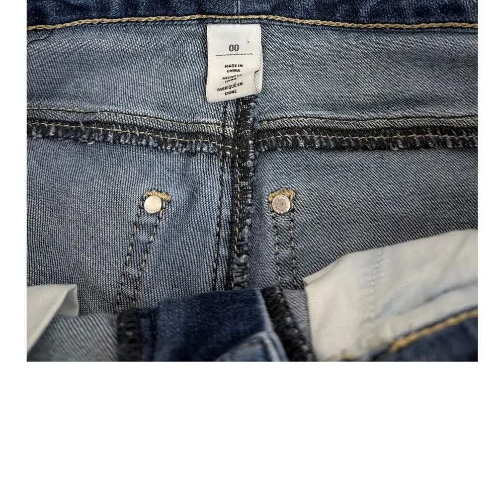 White House Black Market Straight Leg Slim Fit Distressed Blue Denim Jeans 00